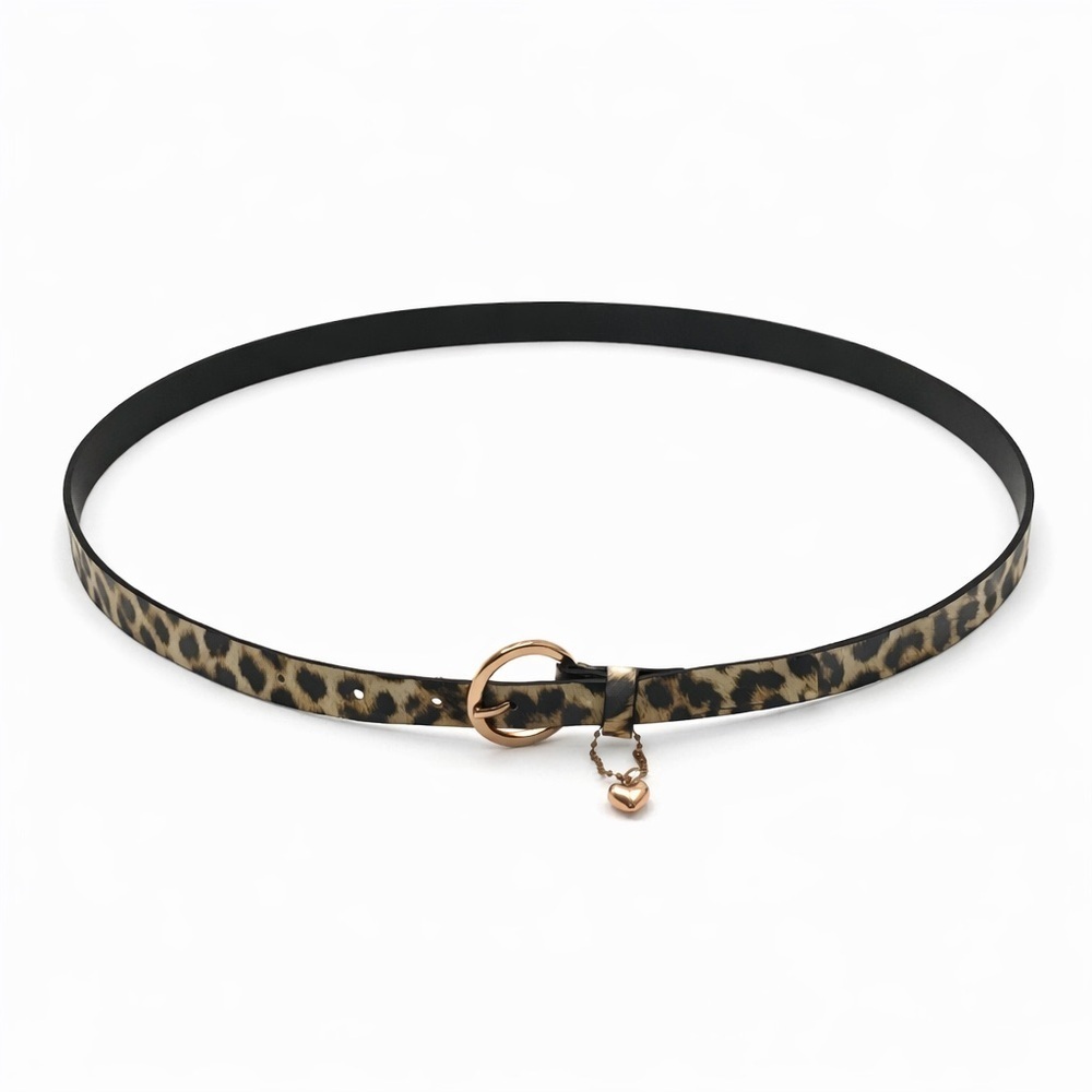 Juicy Couture Leopard Print Belt. Gold Hardware Heart Logo Charm Mob Sz. L/XL - Picture 3 of 6